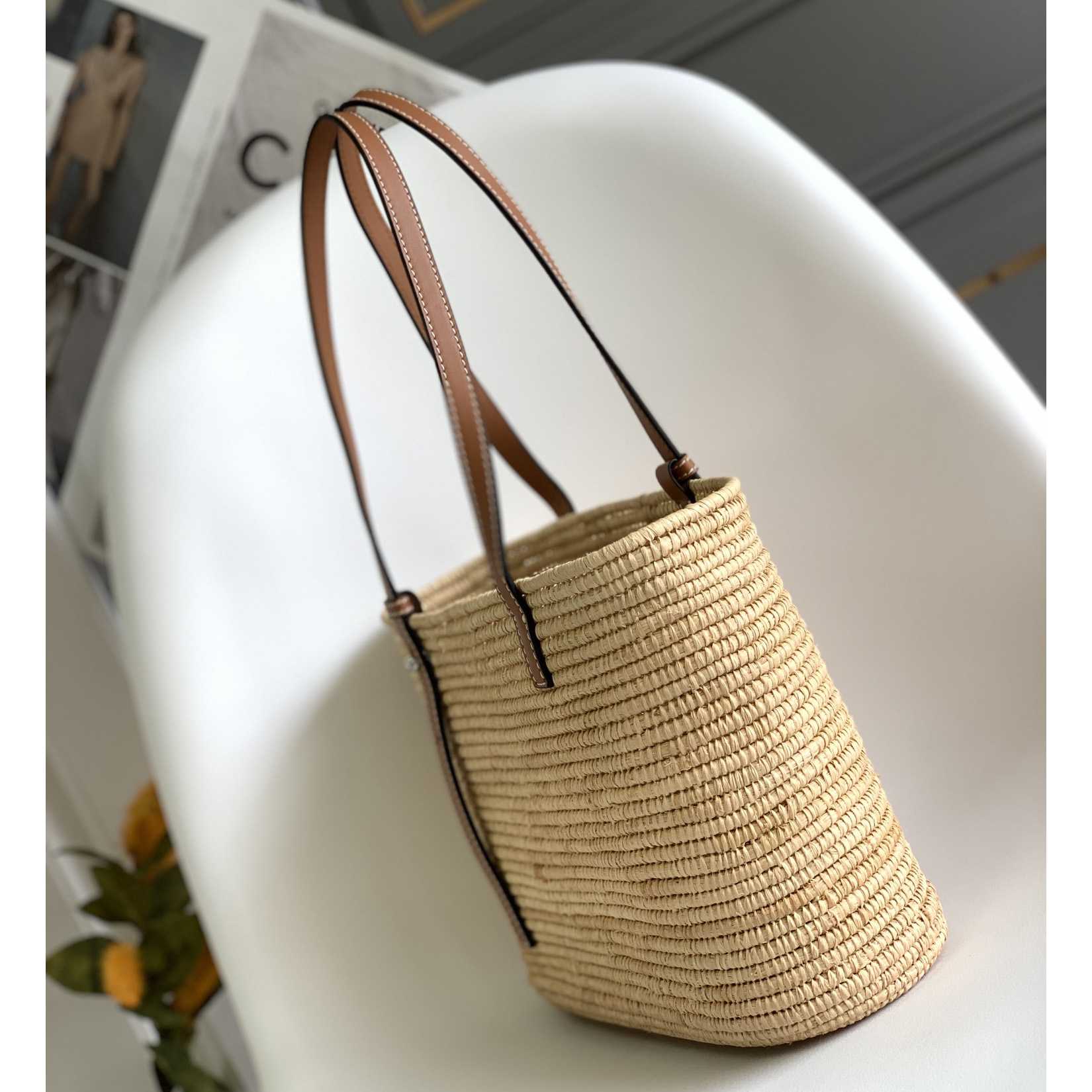 Loewe Small Square Basket bag In Raffia And Calfskin (30*21*11cm) - FashionPlug