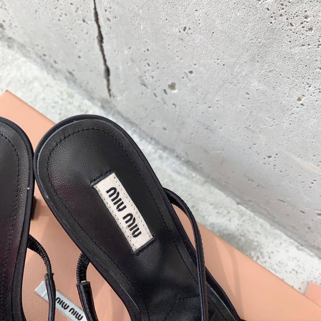 Miu Miu Satin Bow Sandals - FashionPlug