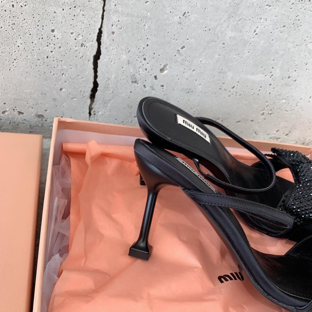 Miu Miu Satin Bow Sandals - FashionPlug
