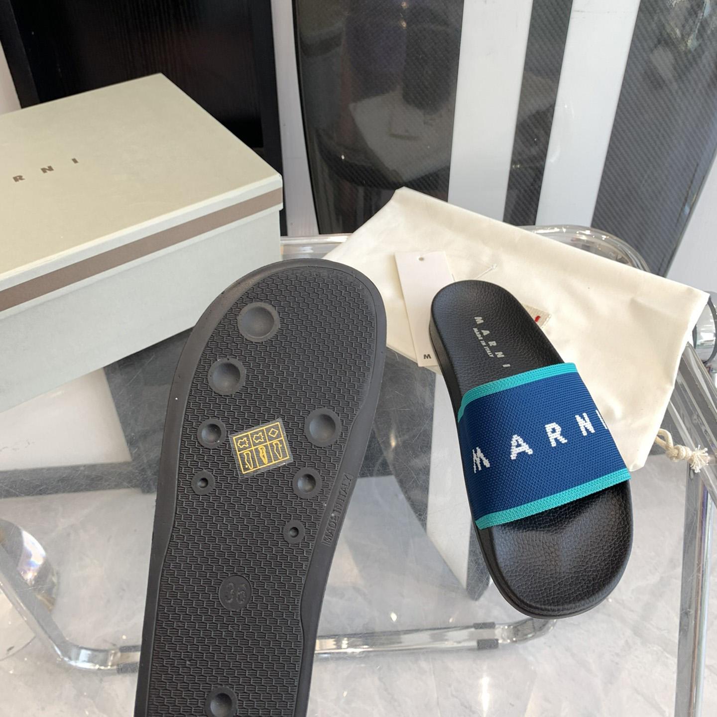 Marni Blue Logo Jacquard Rubber Slide - FashionPlug