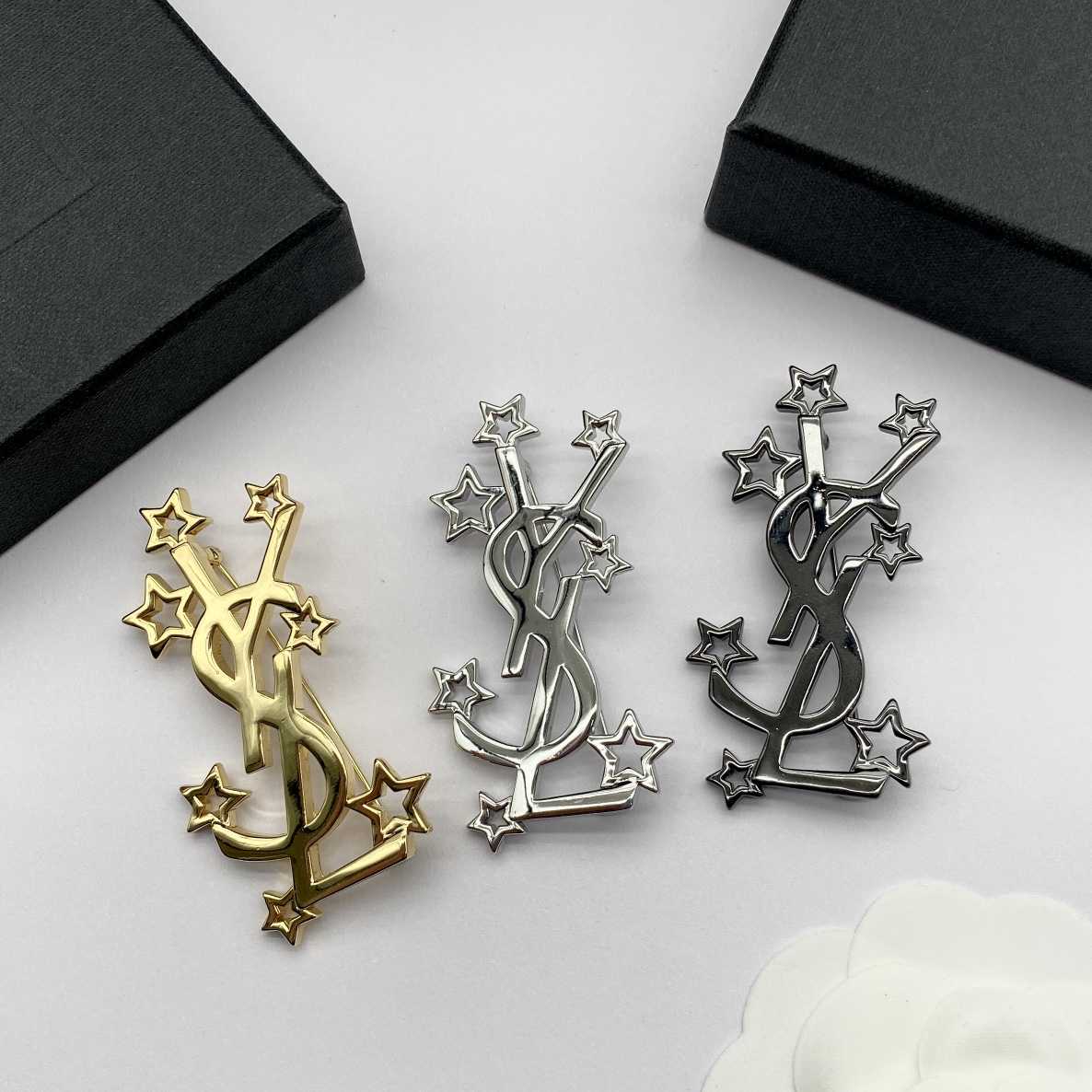 Saint Laurent YSL Logo Brooch - FashionPlug