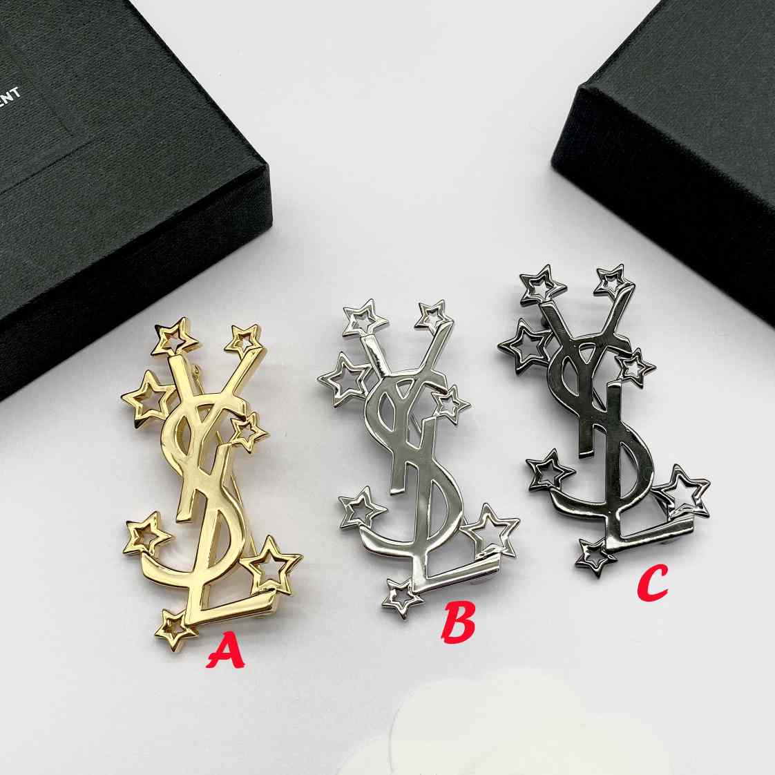 Saint Laurent YSL Logo Brooch - FashionPlug