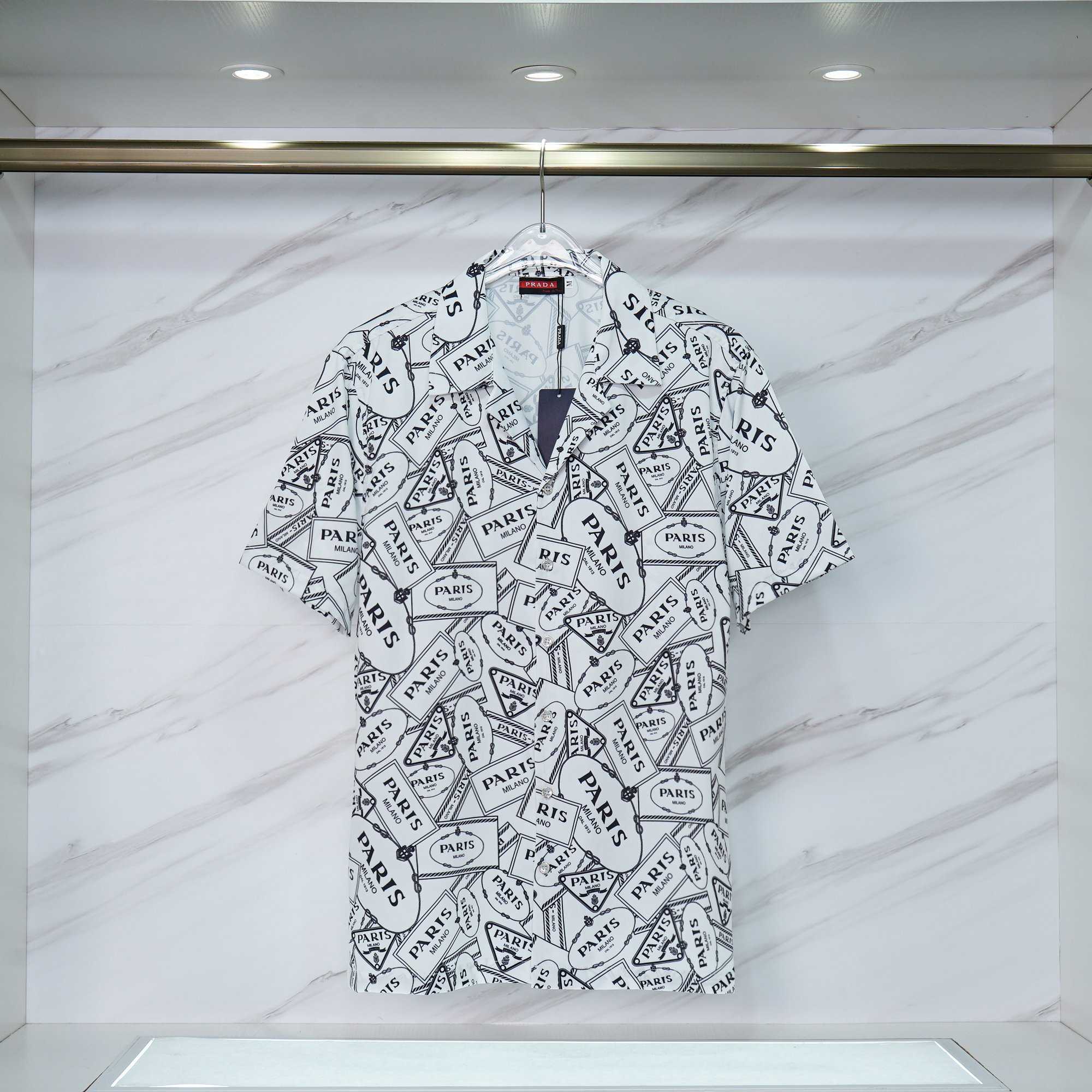 Prada Logo Short Sleeve Shirt & Shorts - FashionPlug
