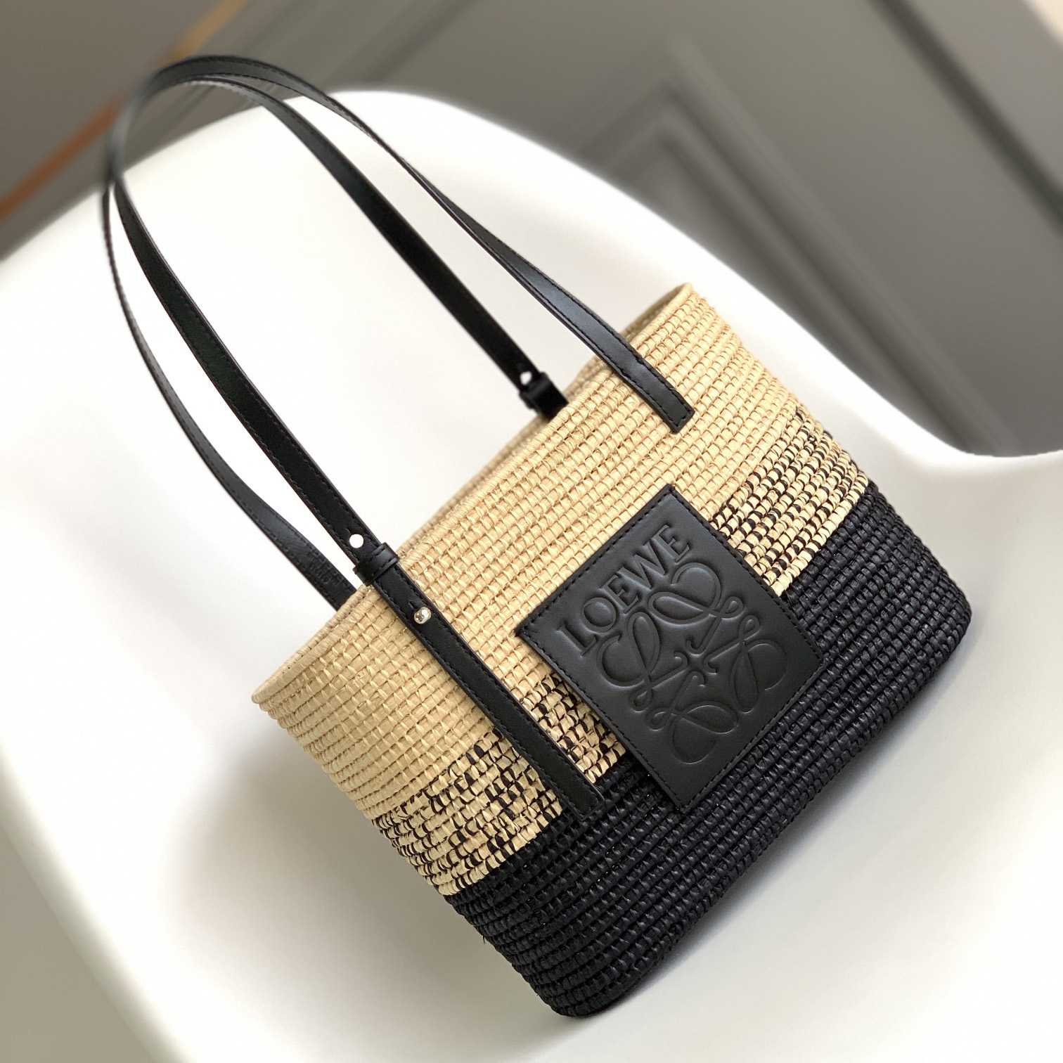 Loewe Small Square Basket bag In Raffia And Calfskin (30*21*11cm) - FashionPlug