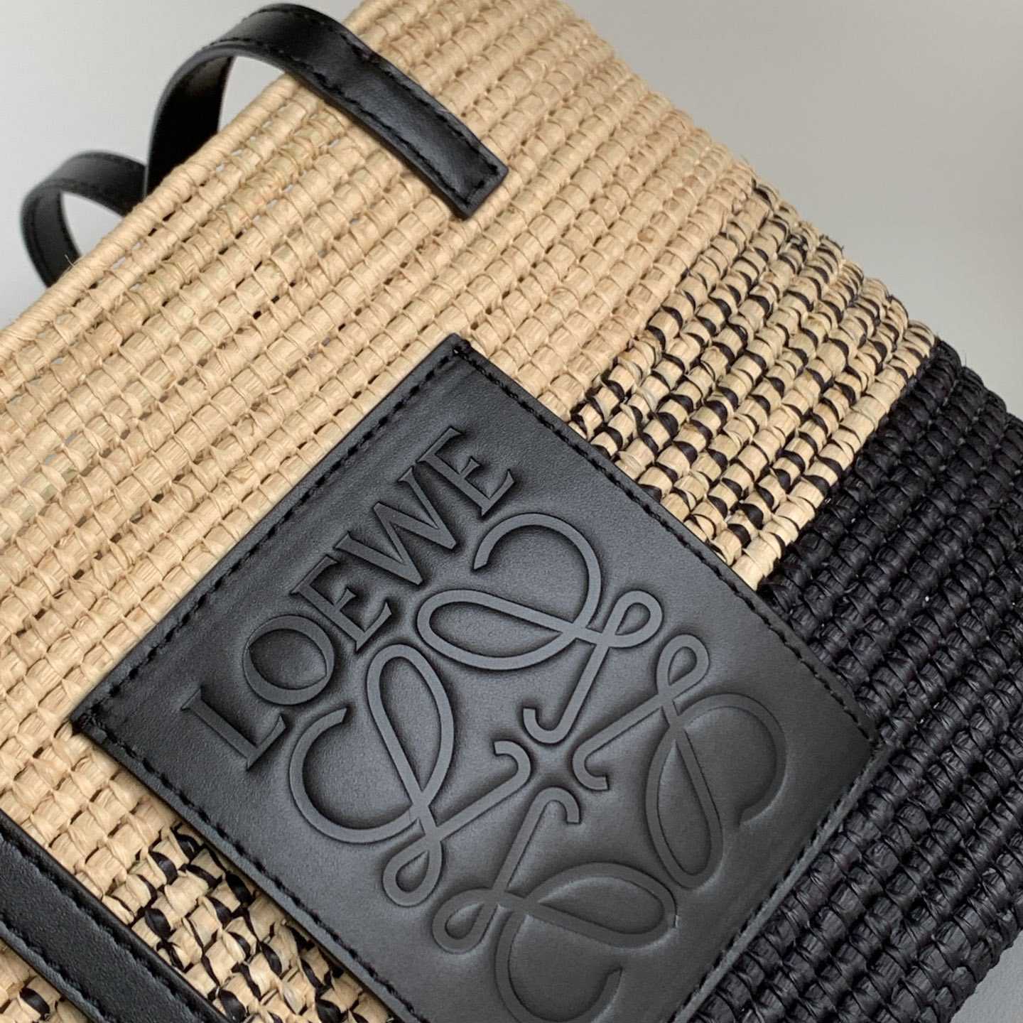 Loewe Small Square Basket bag In Raffia And Calfskin (30*21*11cm) - FashionPlug
