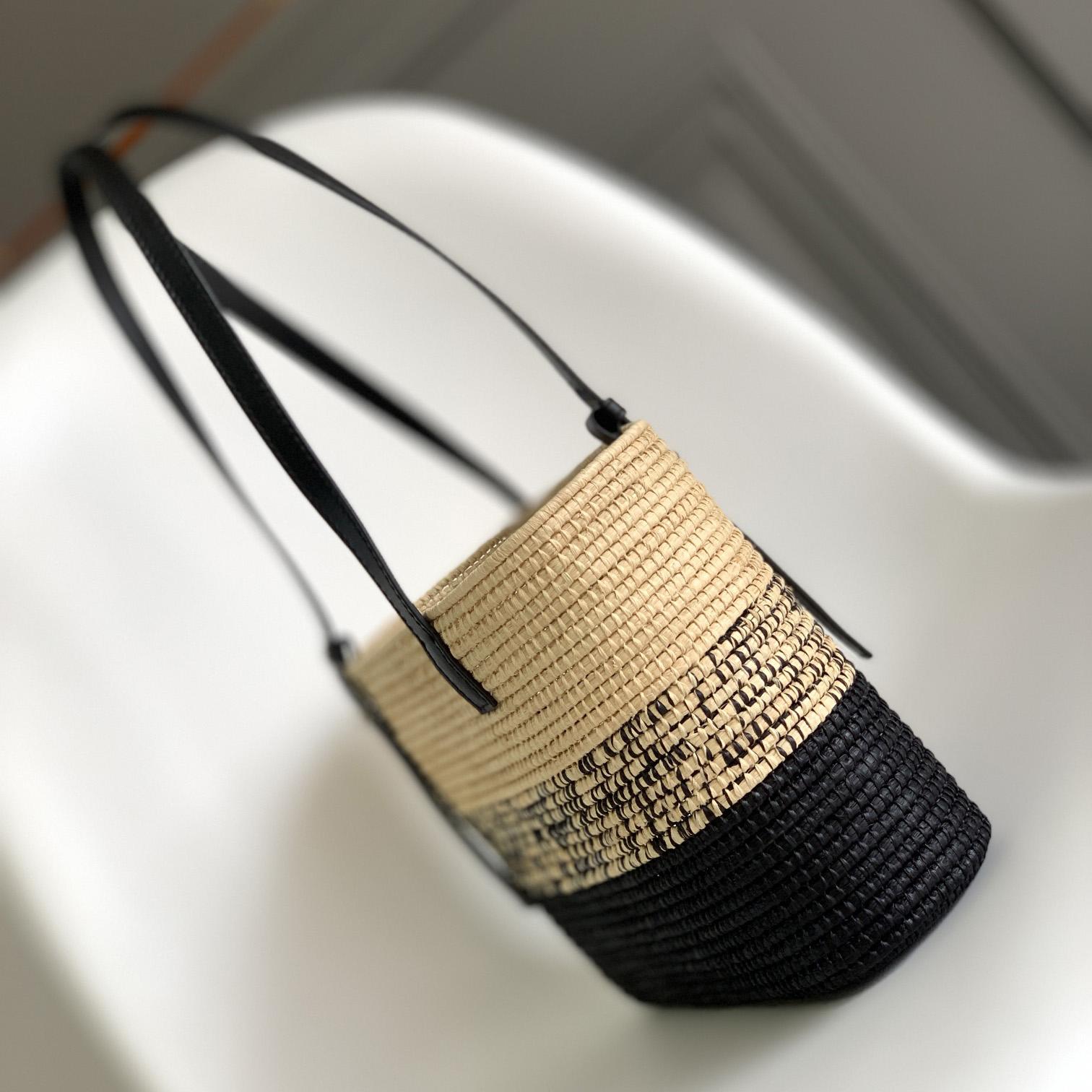 Loewe Small Square Basket bag In Raffia And Calfskin (30*21*11cm) - FashionPlug