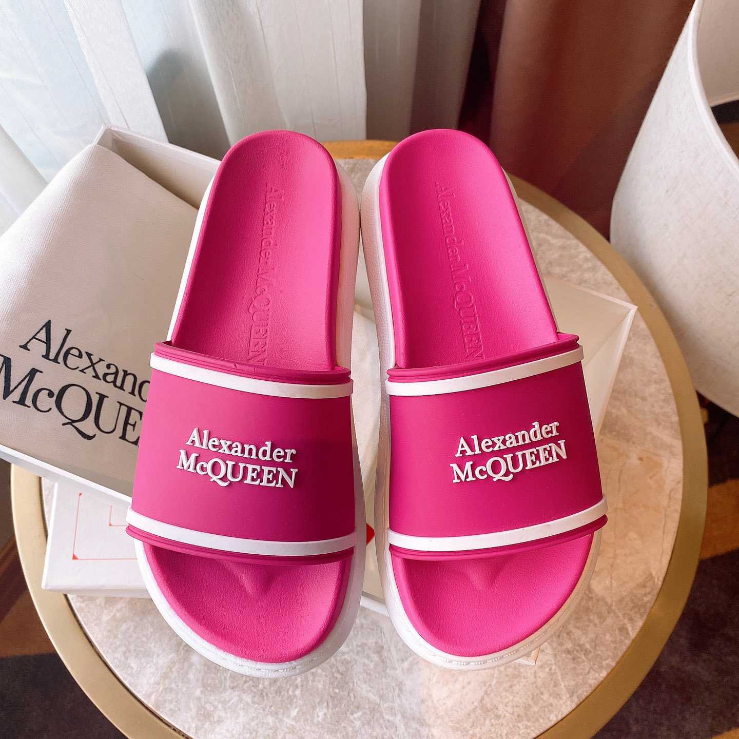 Alexander Mqueen Oversized Hybrid Signature Slide  - FashionPlug