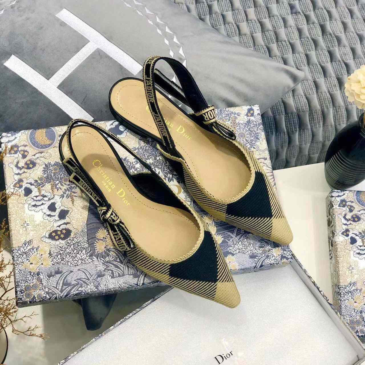 Dior J'adior Ribbon Slingback Flat - FashionPlug