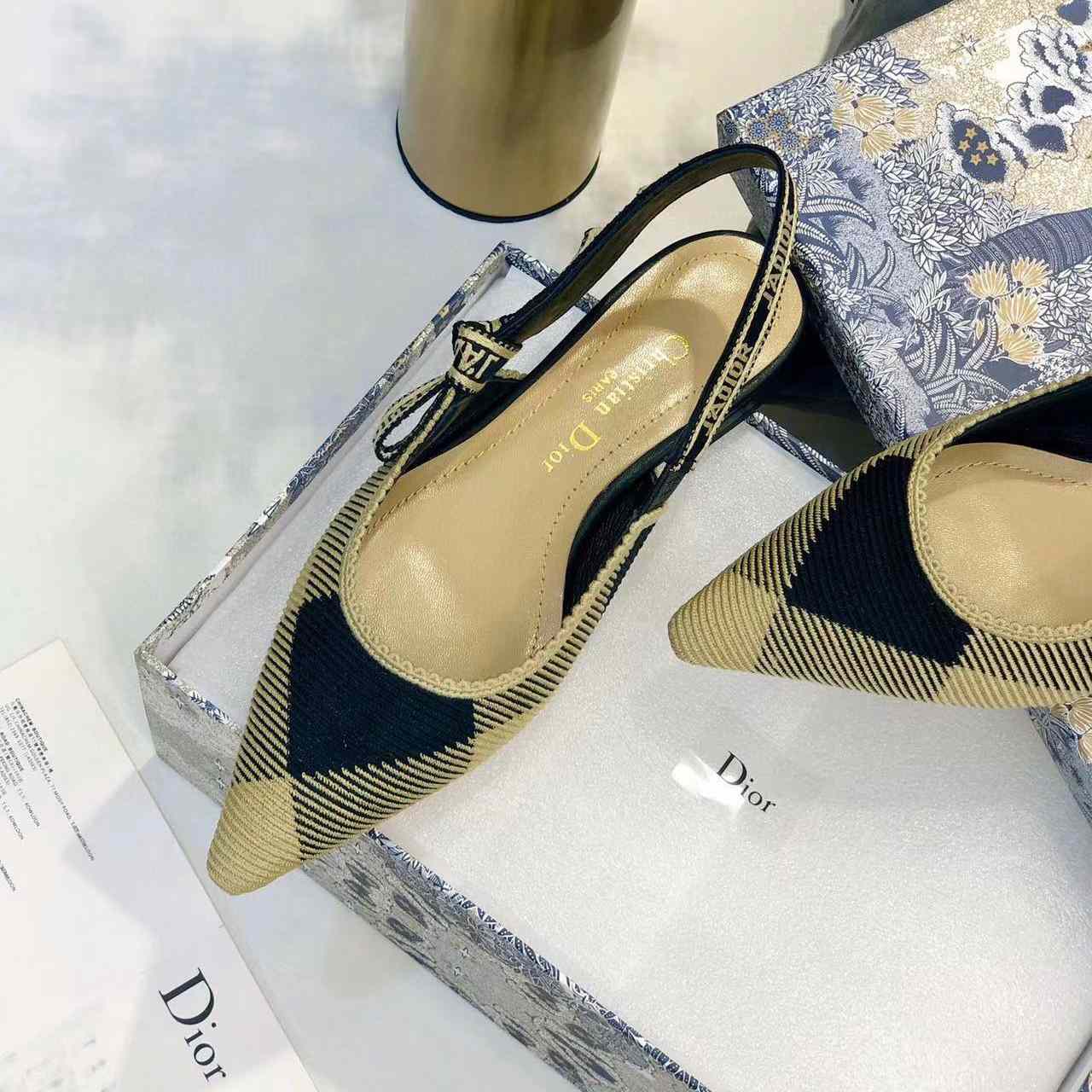 Dior J'adior Ribbon Slingback Flat - FashionPlug