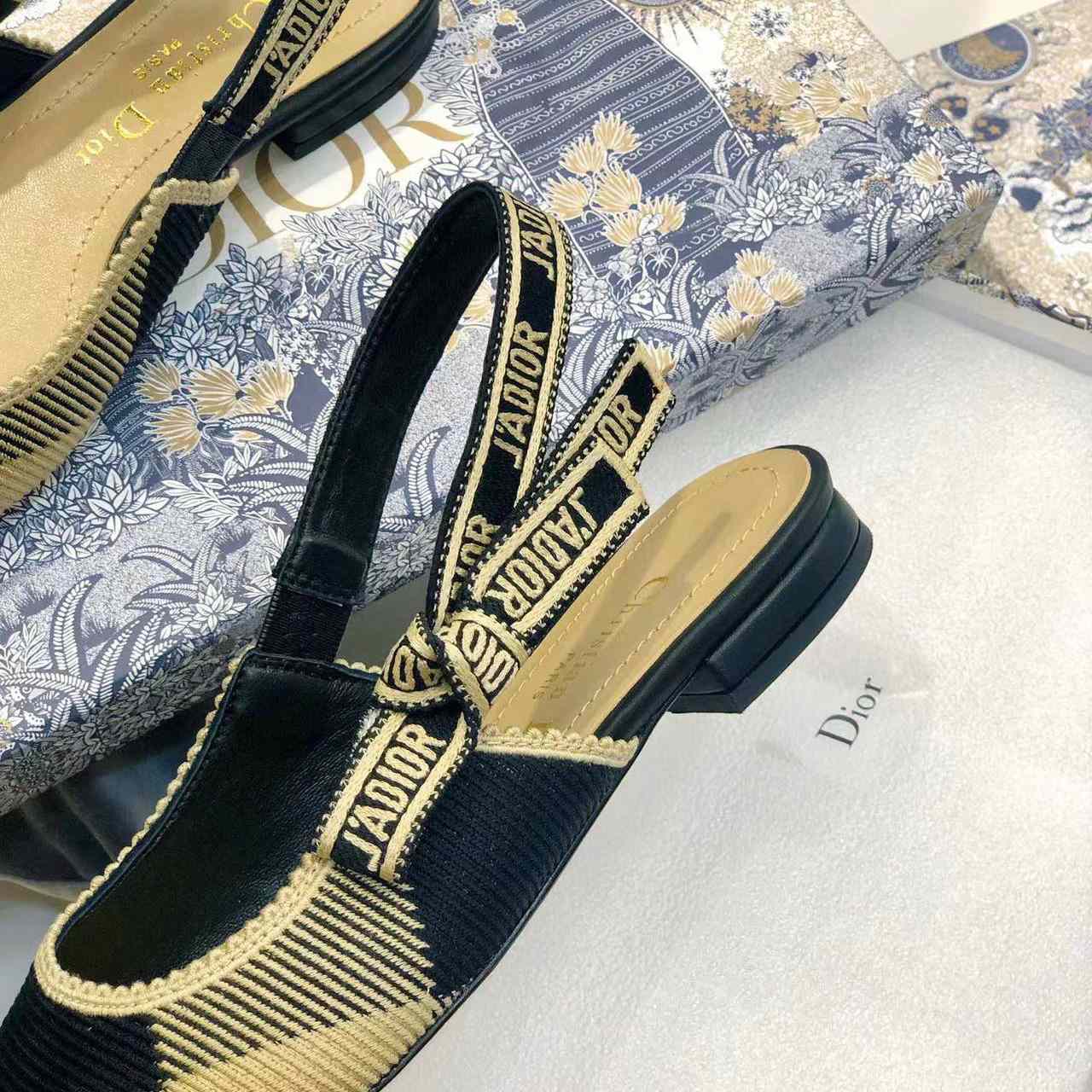 Dior J'adior Ribbon Slingback Flat - FashionPlug