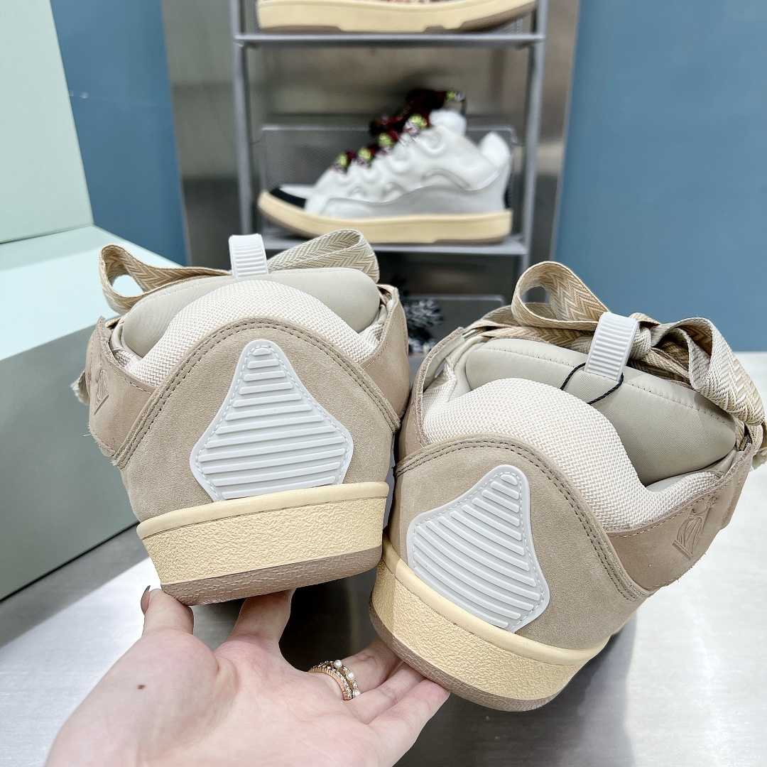 Lanvin Leather Curb Sneakers - FashionPlug