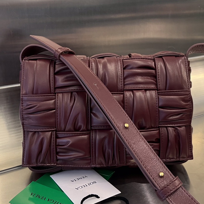 Bottega Veneta Cassette Foulard Intreccio Leather Cross-Body Bag - FashionPlug