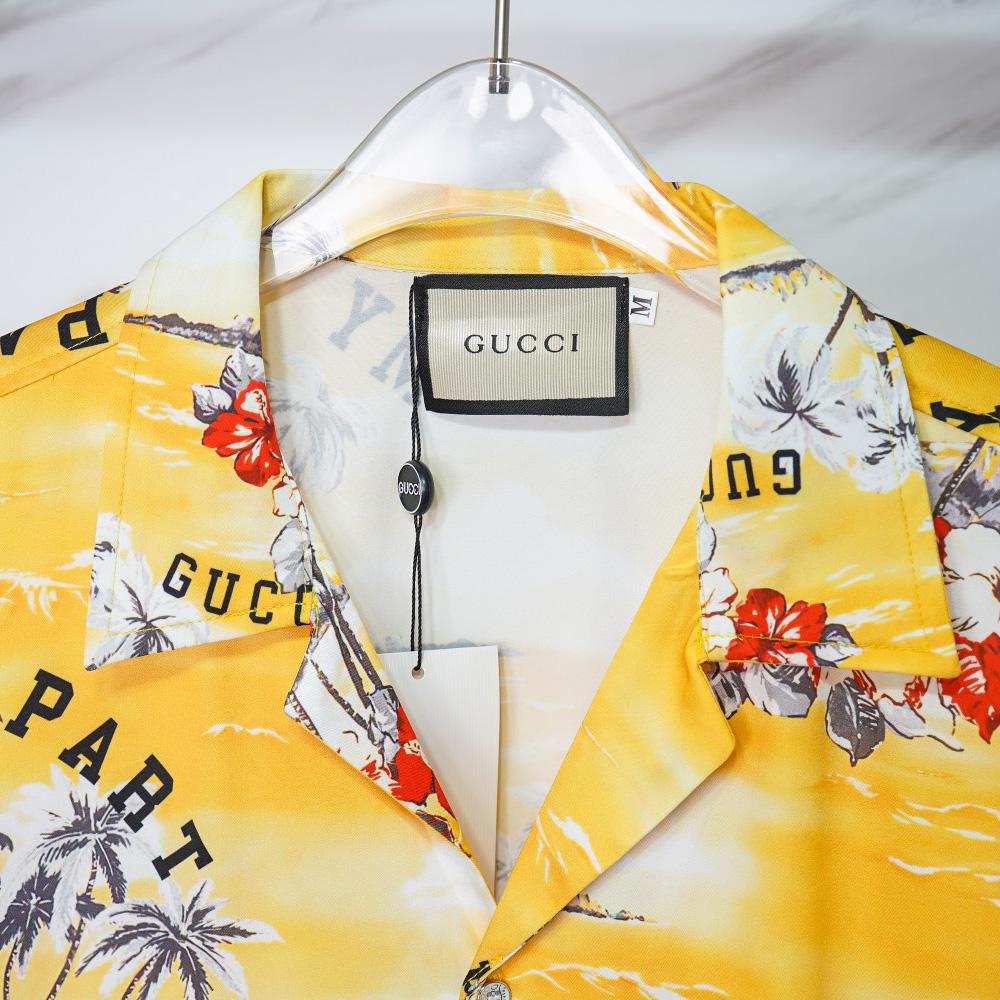 Gucci Printed Cotton Poplin Bowling Shirt & Shorts - FashionPlug