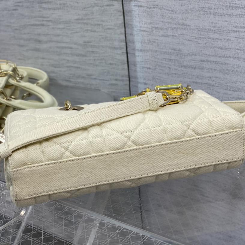 Dior Denim Macrocannage Lady D-Joy Yellow(26*6*14cm) - FashionPlug