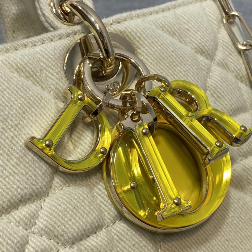 Dior Denim Macrocannage Lady D-Joy Yellow(26*6*14cm) - FashionPlug