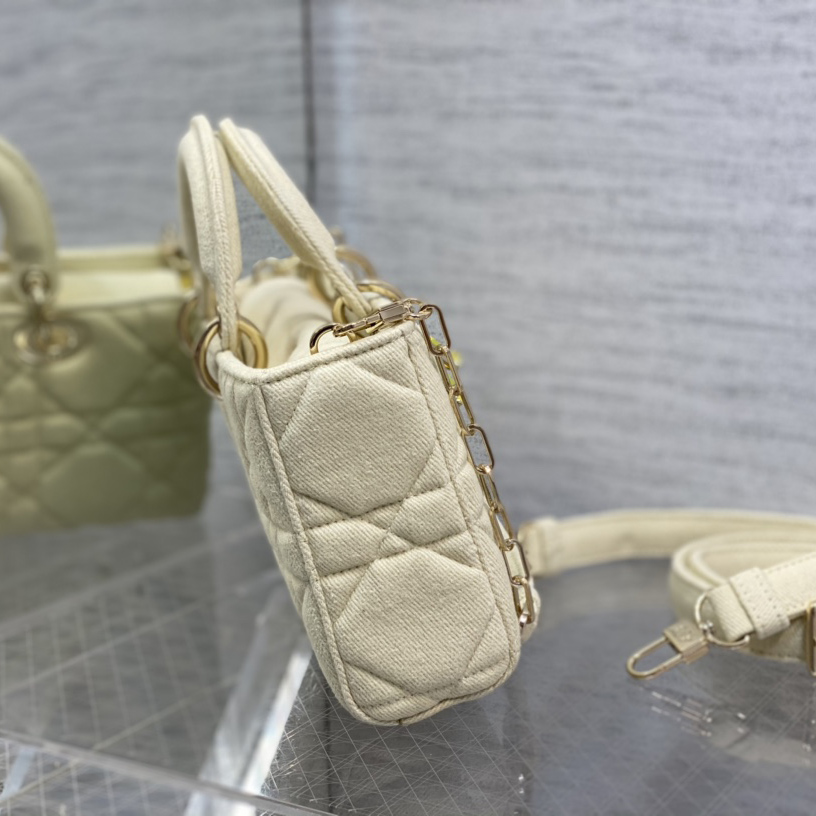Dior Denim Macrocannage Lady D-Joy Yellow(26*6*14cm) - FashionPlug