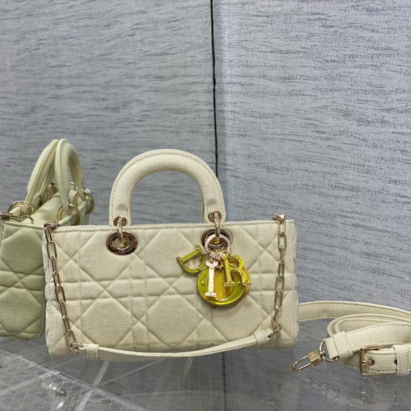 Dior Denim Macrocannage Lady D-Joy Yellow(26*6*14cm) - FashionPlug