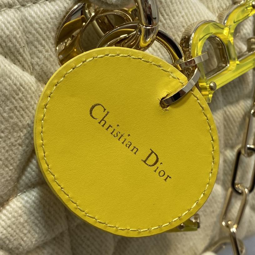 Dior Denim Macrocannage Lady D-Joy Yellow(26*6*14cm) - FashionPlug