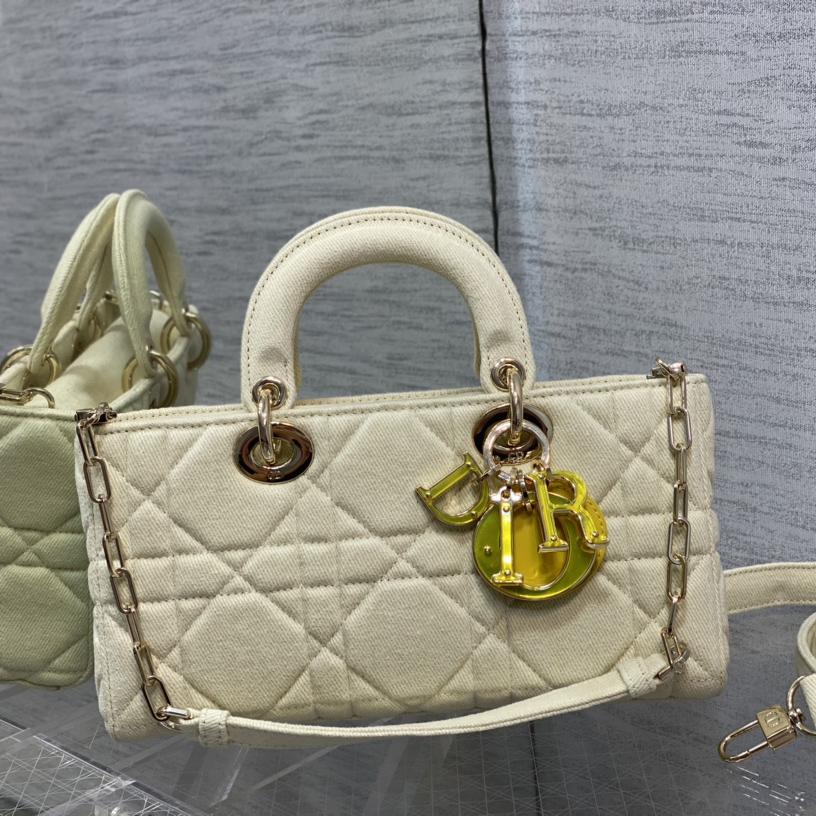 Dior Denim Macrocannage Lady D-Joy Yellow(26*6*14cm) - FashionPlug