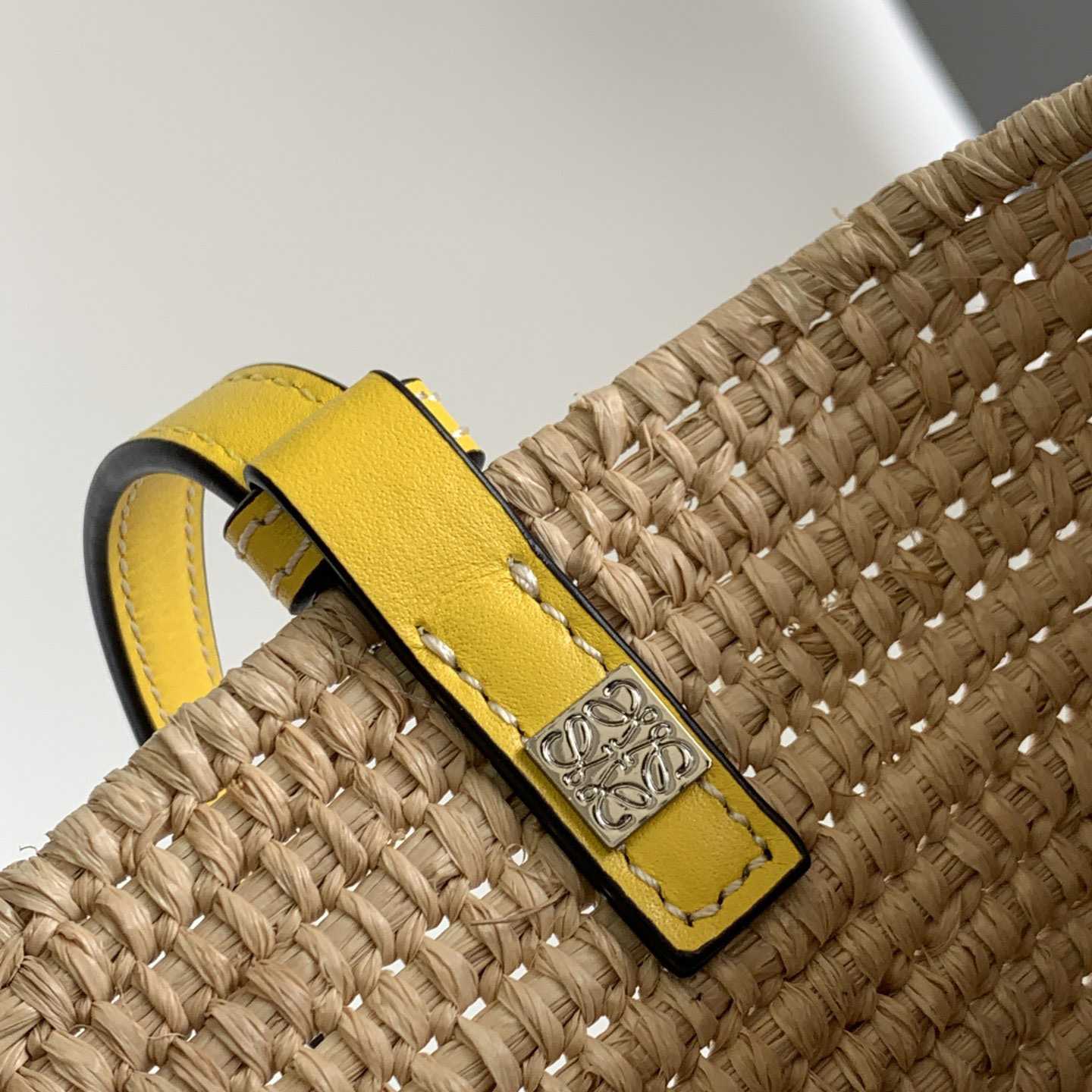 Loewe Small Square Basket bag In Raffia And Calfskin (30*21*11cm) - FashionPlug