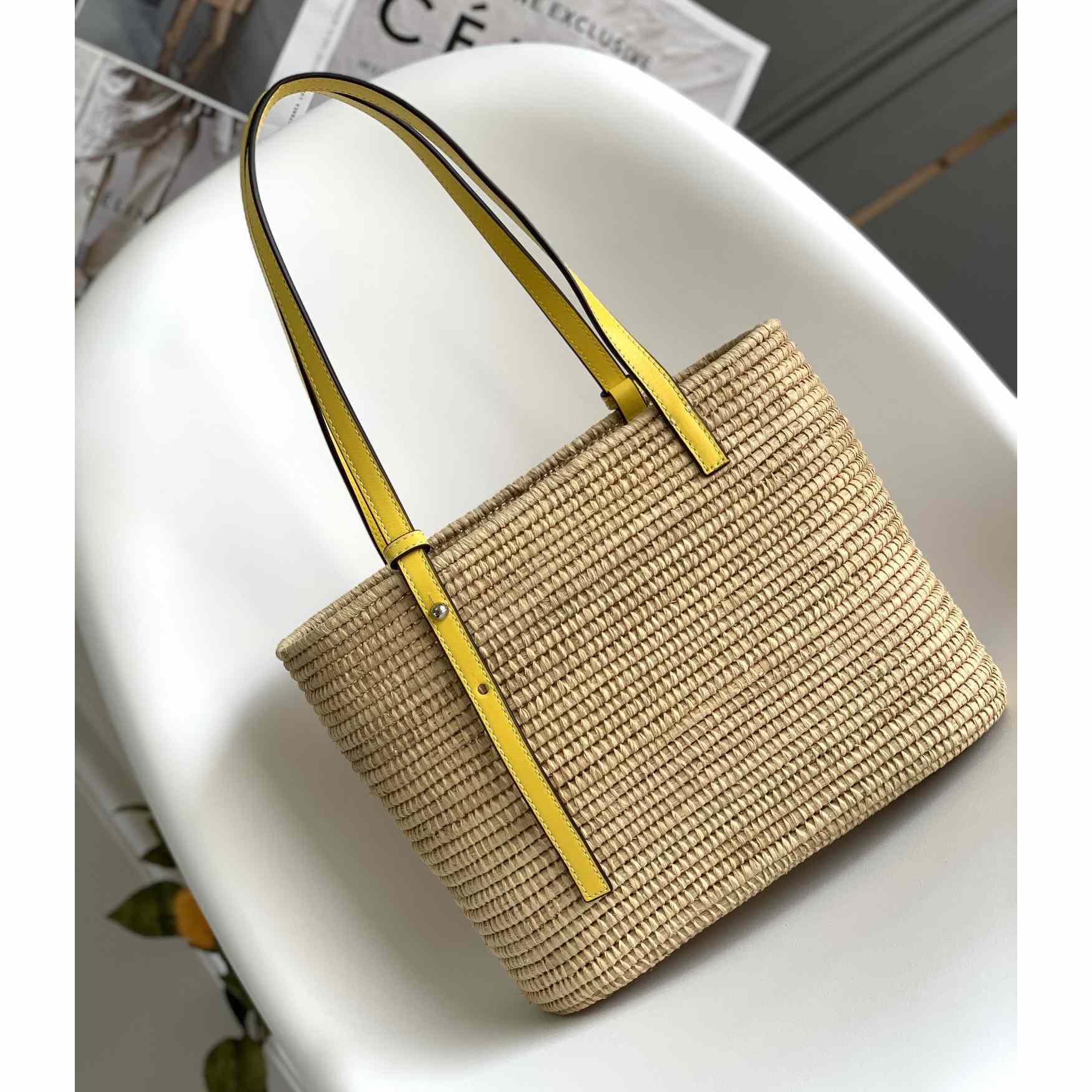 Loewe Small Square Basket bag In Raffia And Calfskin (30*21*11cm) - FashionPlug
