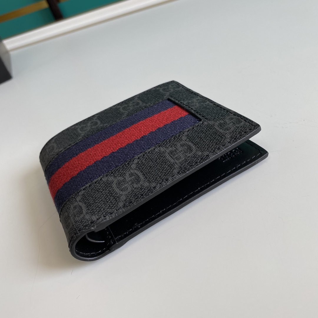 Gucci GG Supreme Web Wallet(11-9-1.5cm)    - FashionPlug