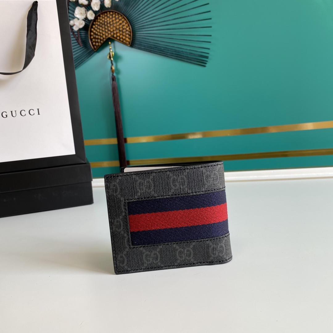 Gucci GG Supreme Web Wallet(11-9-1.5cm)    - FashionPlug