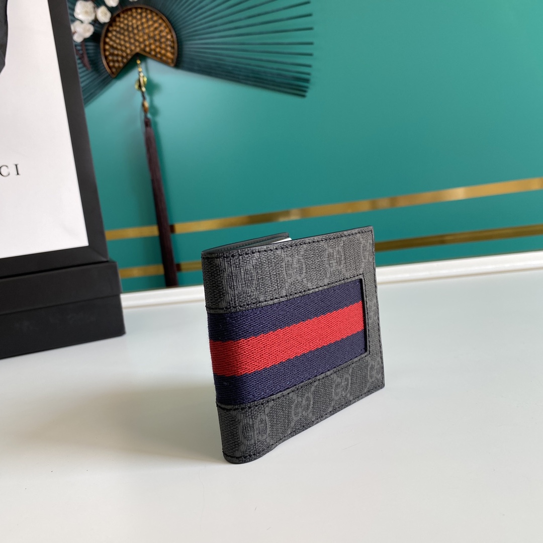 Gucci GG Supreme Web Wallet(11-9-1.5cm)    - FashionPlug