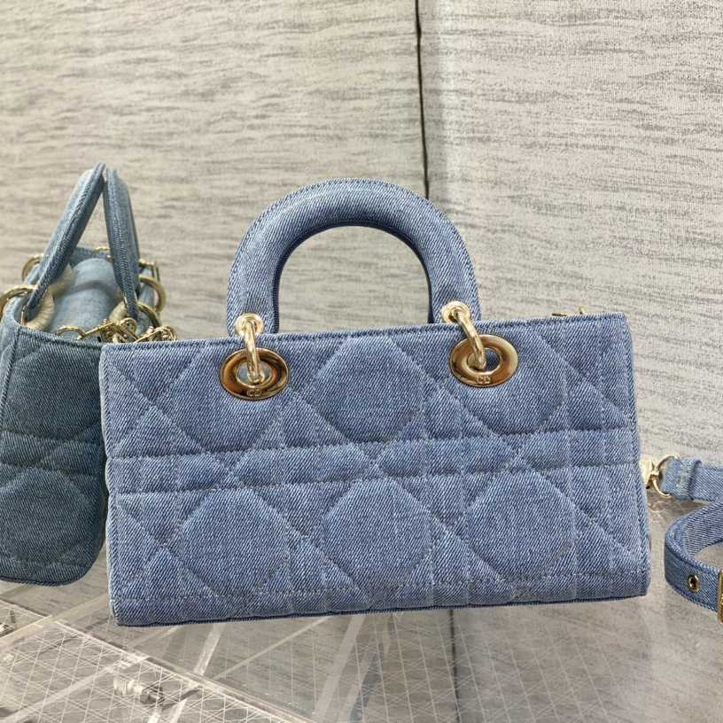 Dior Denim Macrocannage Lady D-Joy Blue(26*6*14cm) - FashionPlug