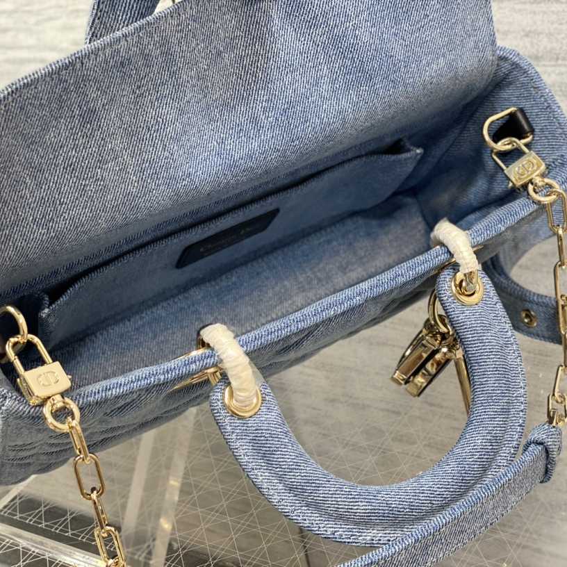 Dior Denim Macrocannage Lady D-Joy Blue(26*6*14cm) - FashionPlug