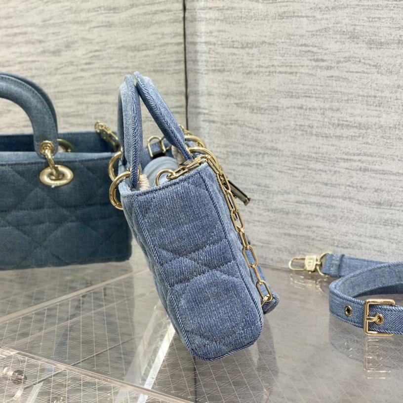 Dior Denim Macrocannage Lady D-Joy Blue(26*6*14cm) - FashionPlug