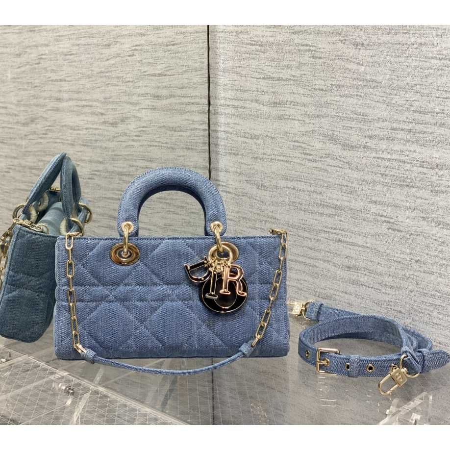 Dior Denim Macrocannage Lady D-Joy Blue(26*6*14cm) - FashionPlug