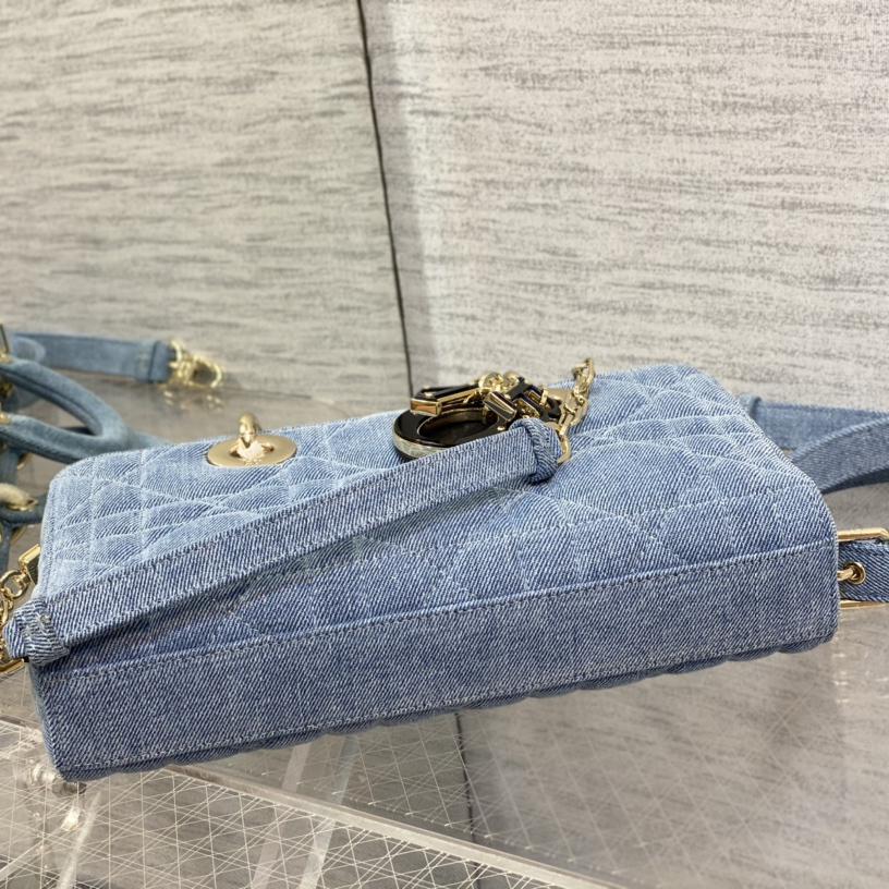 Dior Denim Macrocannage Lady D-Joy Blue(26*6*14cm) - FashionPlug