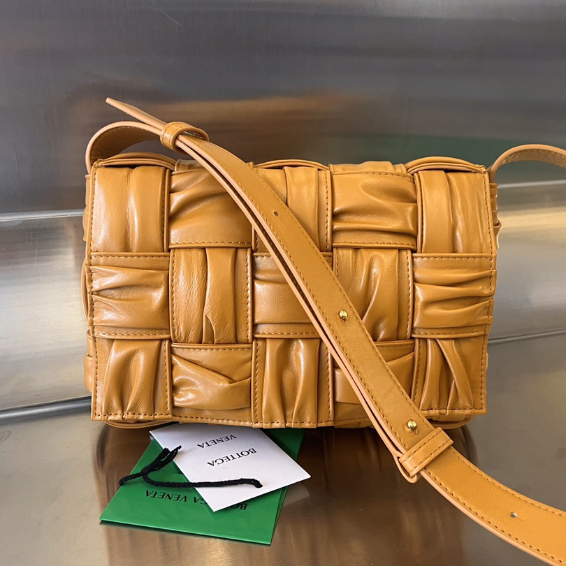 Bottega Veneta Cassette Foulard Intreccio Leather Cross-Body Bag - FashionPlug