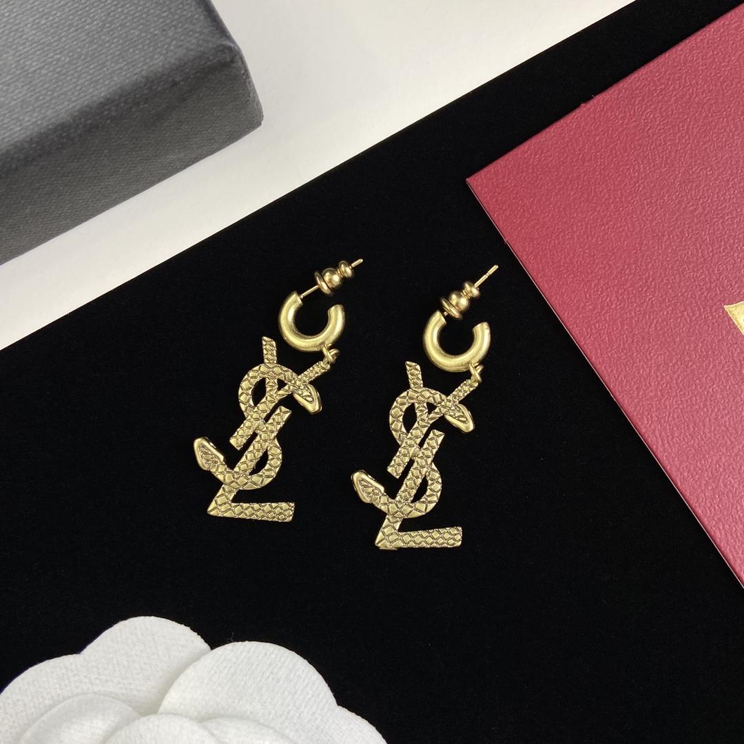 Saint Laurent YSL Logo Earrings - FashionPlug