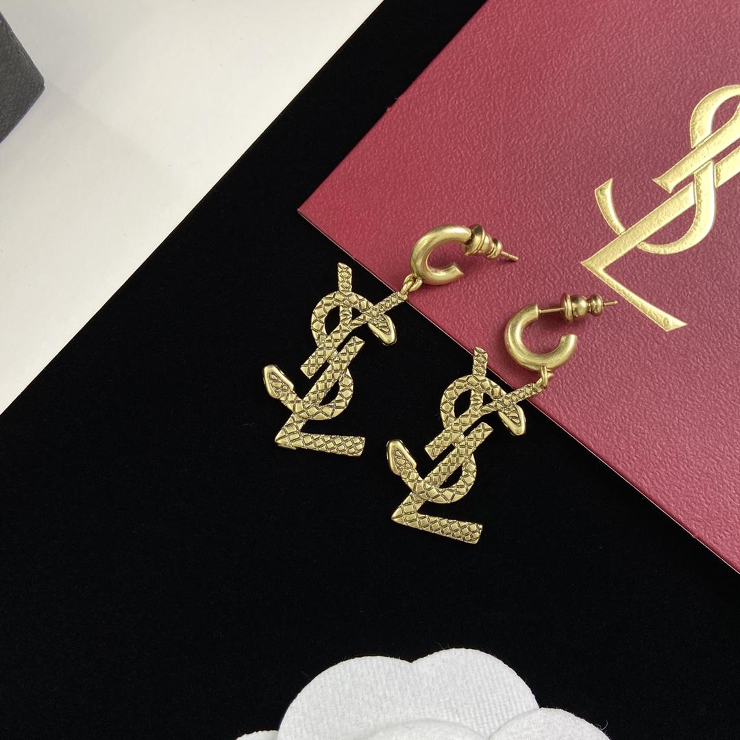 Saint Laurent YSL Logo Earrings - FashionPlug