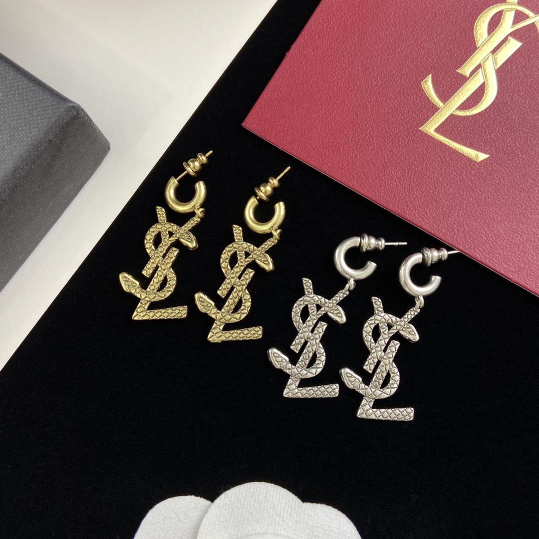 Saint Laurent YSL Logo Earrings - FashionPlug