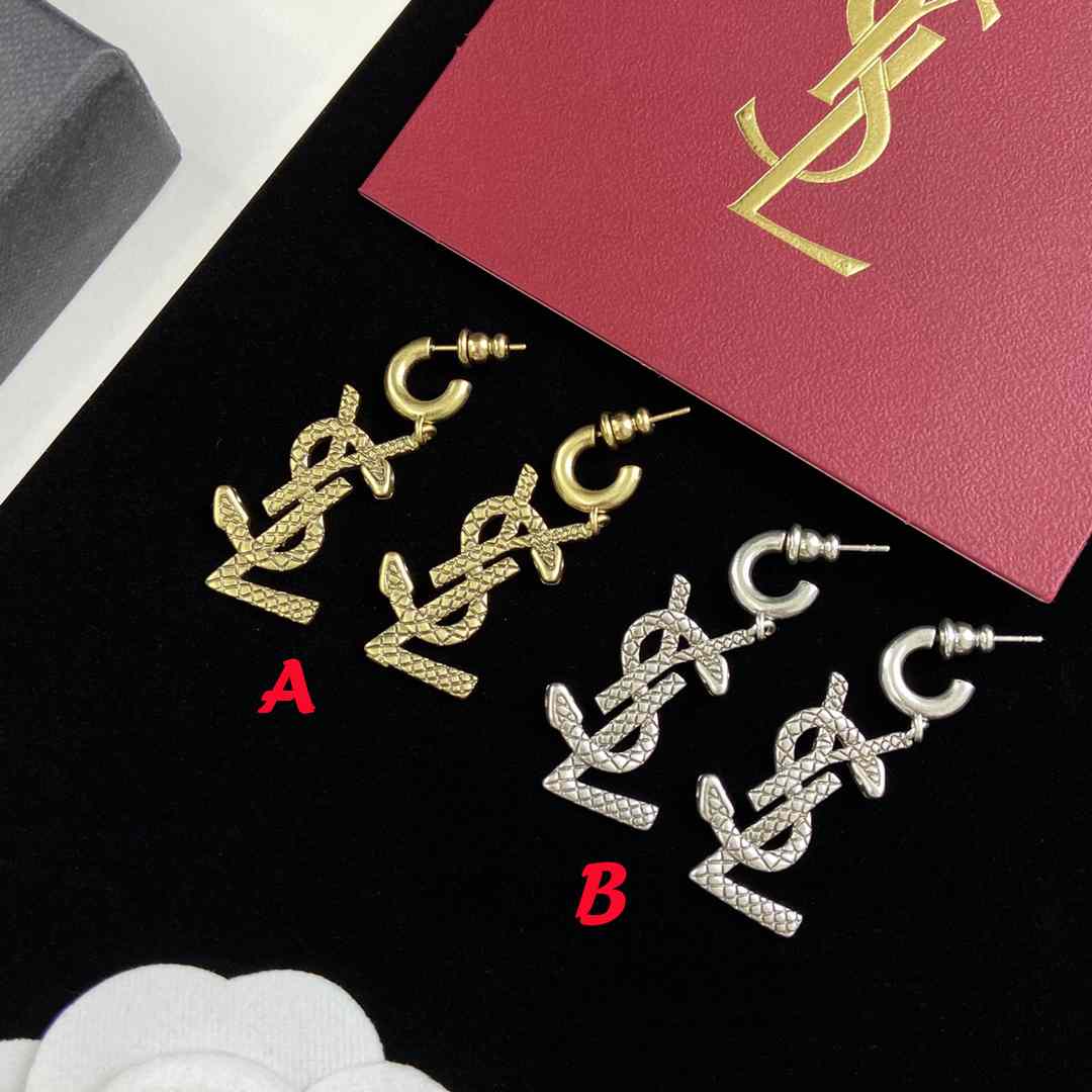 Saint Laurent YSL Logo Earrings - FashionPlug