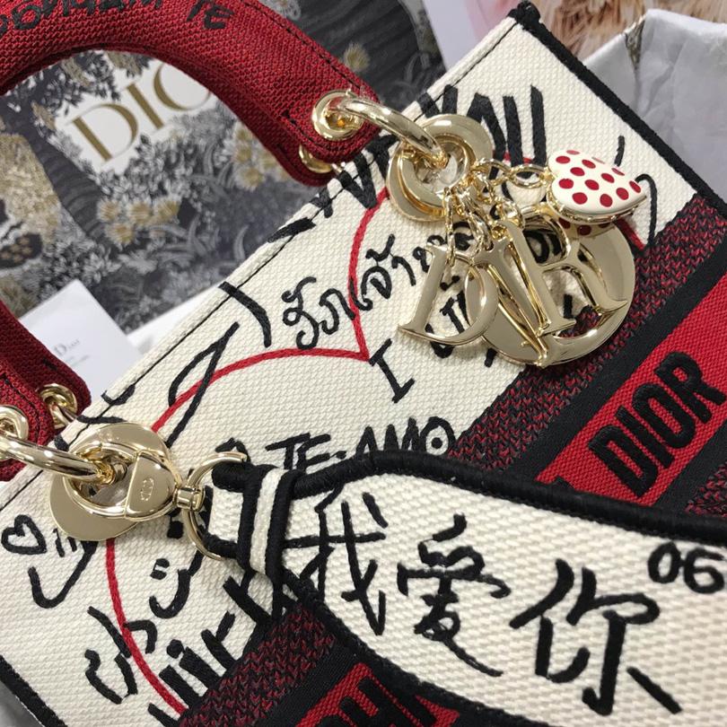 Dior Lady D-Lite Bag Embroidered Canvas (24-20-11cm) - FashionPlug
