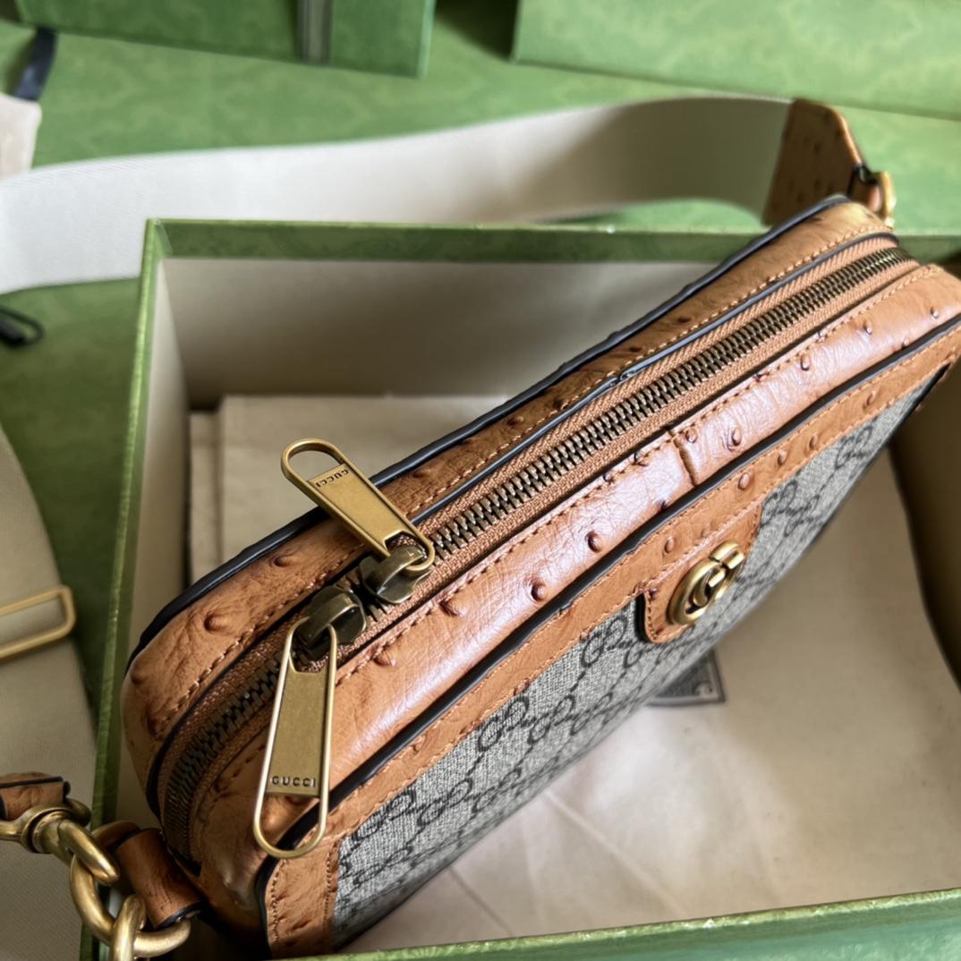 Gucci Python Trim Shoulder Bag With Double G (23.5x 16x 4.5cm) - FashionPlug