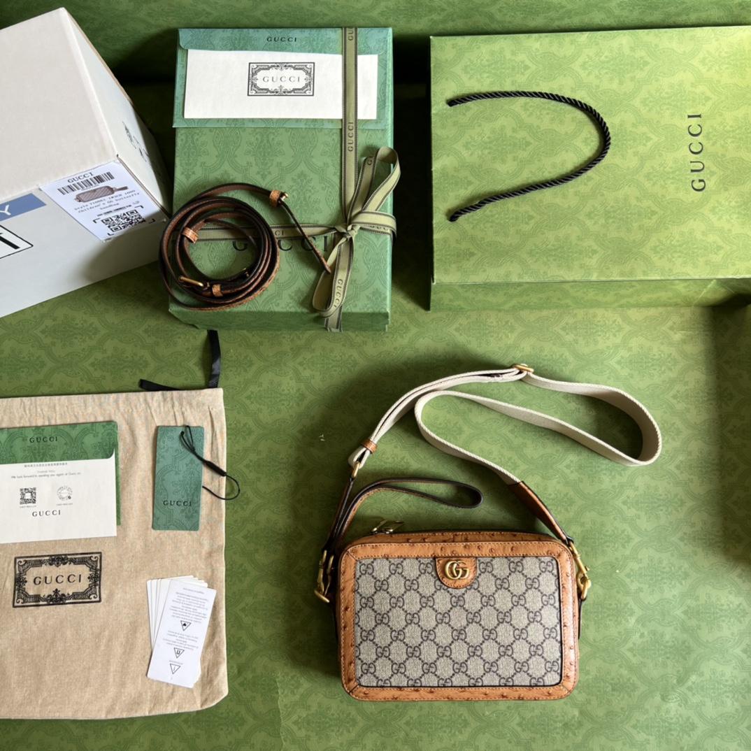 Gucci Python Trim Shoulder Bag With Double G (23.5x 16x 4.5cm) - FashionPlug