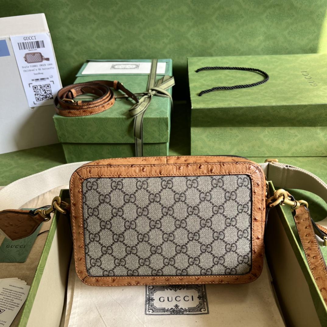 Gucci Python Trim Shoulder Bag With Double G (23.5x 16x 4.5cm) - FashionPlug