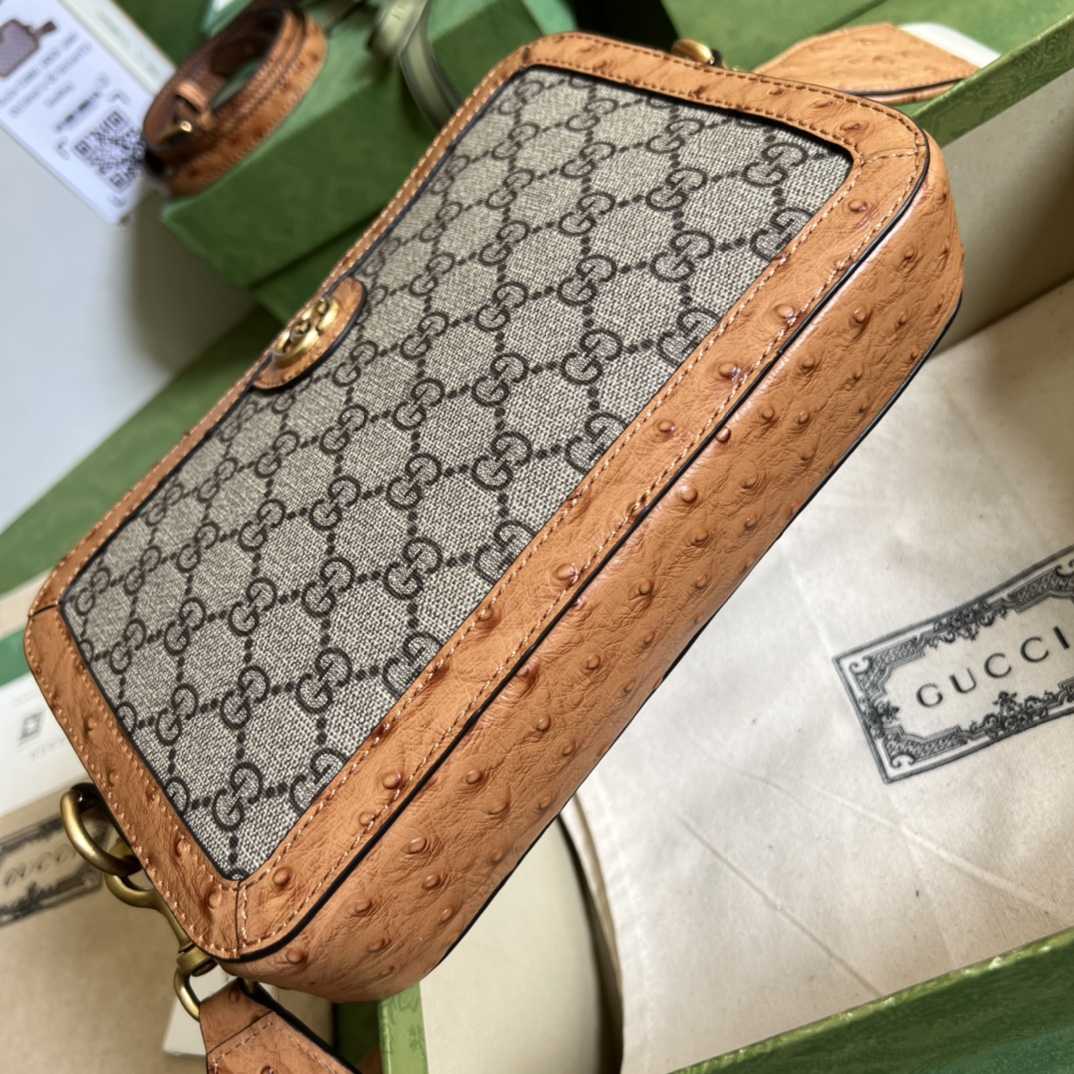 Gucci Python Trim Shoulder Bag With Double G (23.5x 16x 4.5cm) - FashionPlug