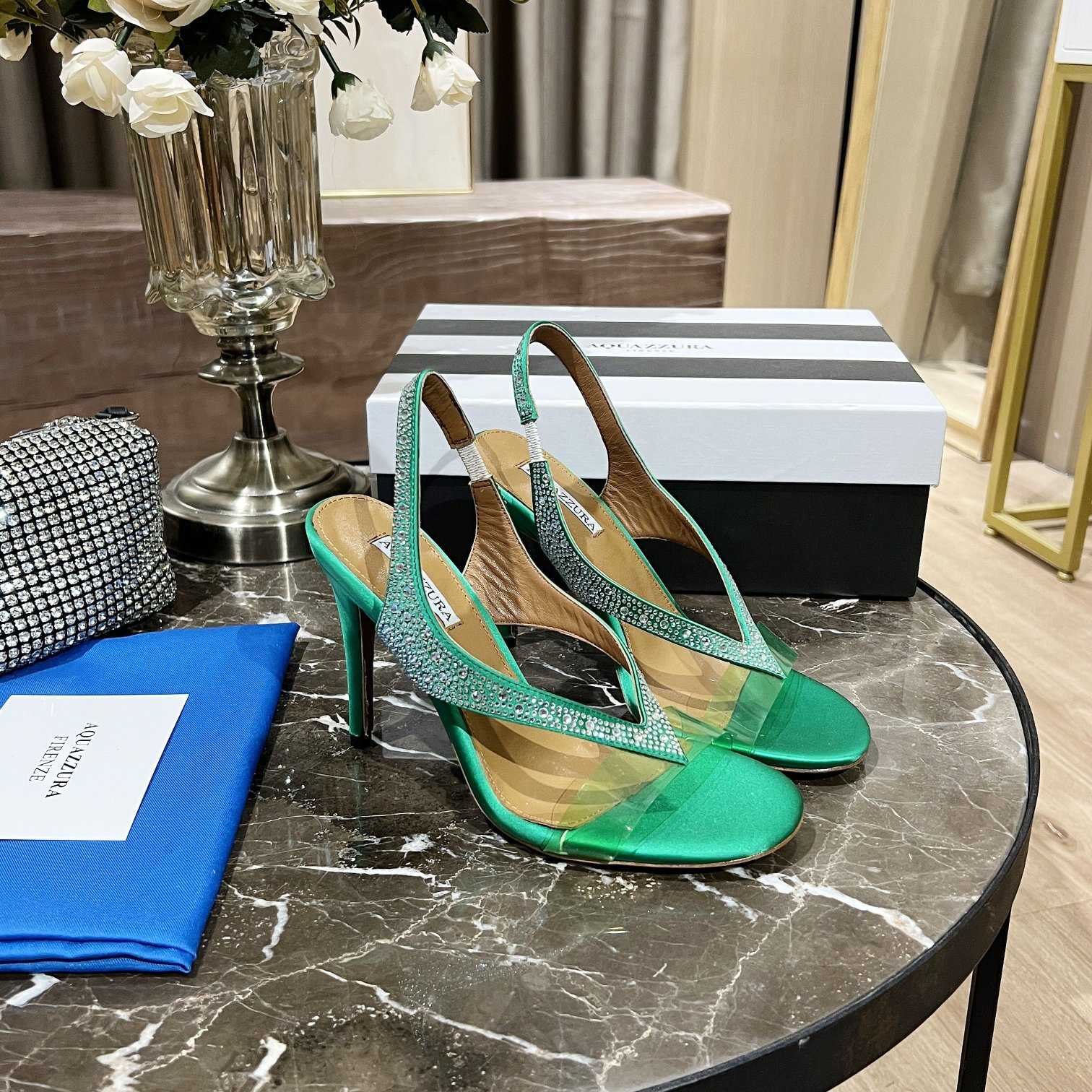 Aquazzura Izzy Plexi Sandal 105 - FashionPlug