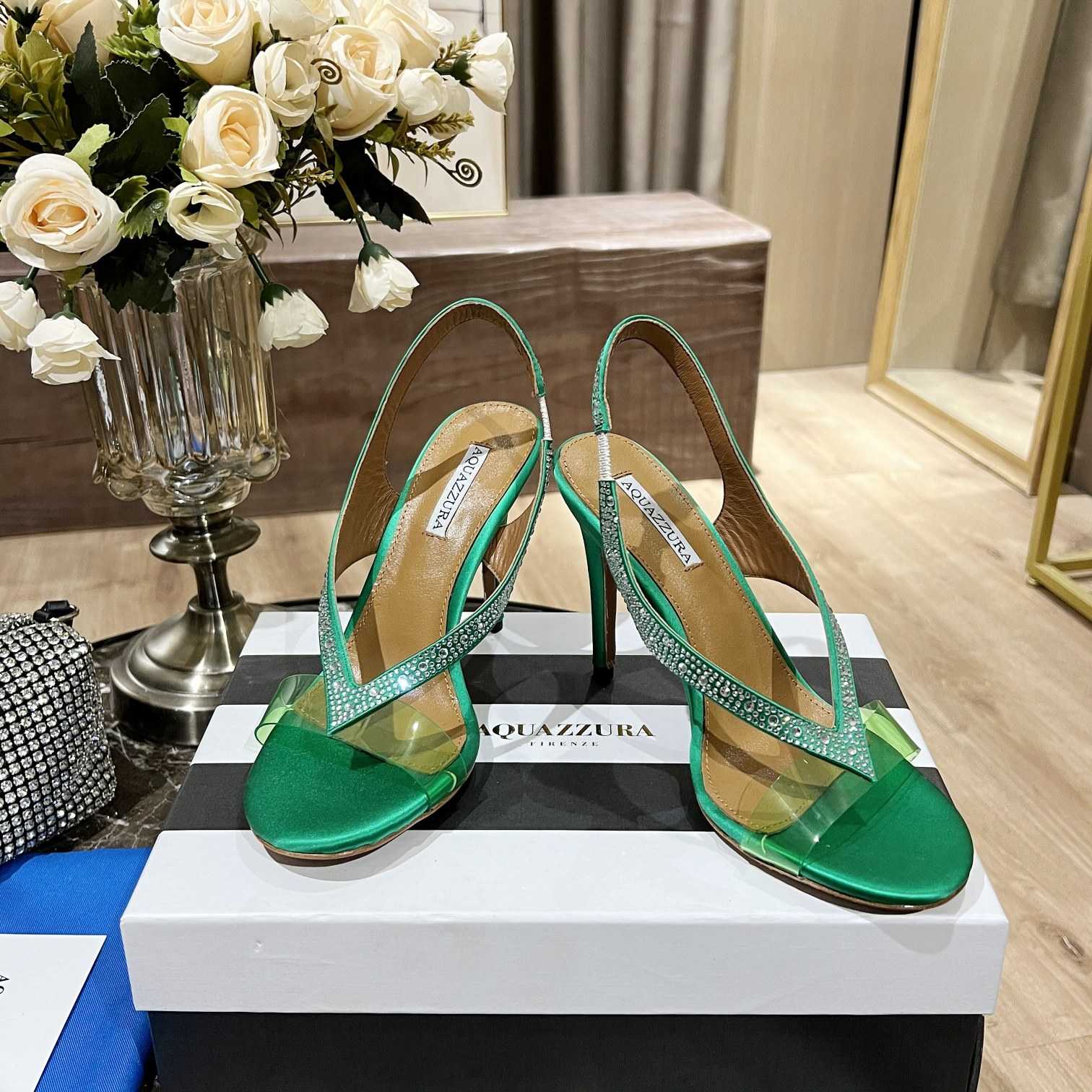 Aquazzura Izzy Plexi Sandal 105 - FashionPlug