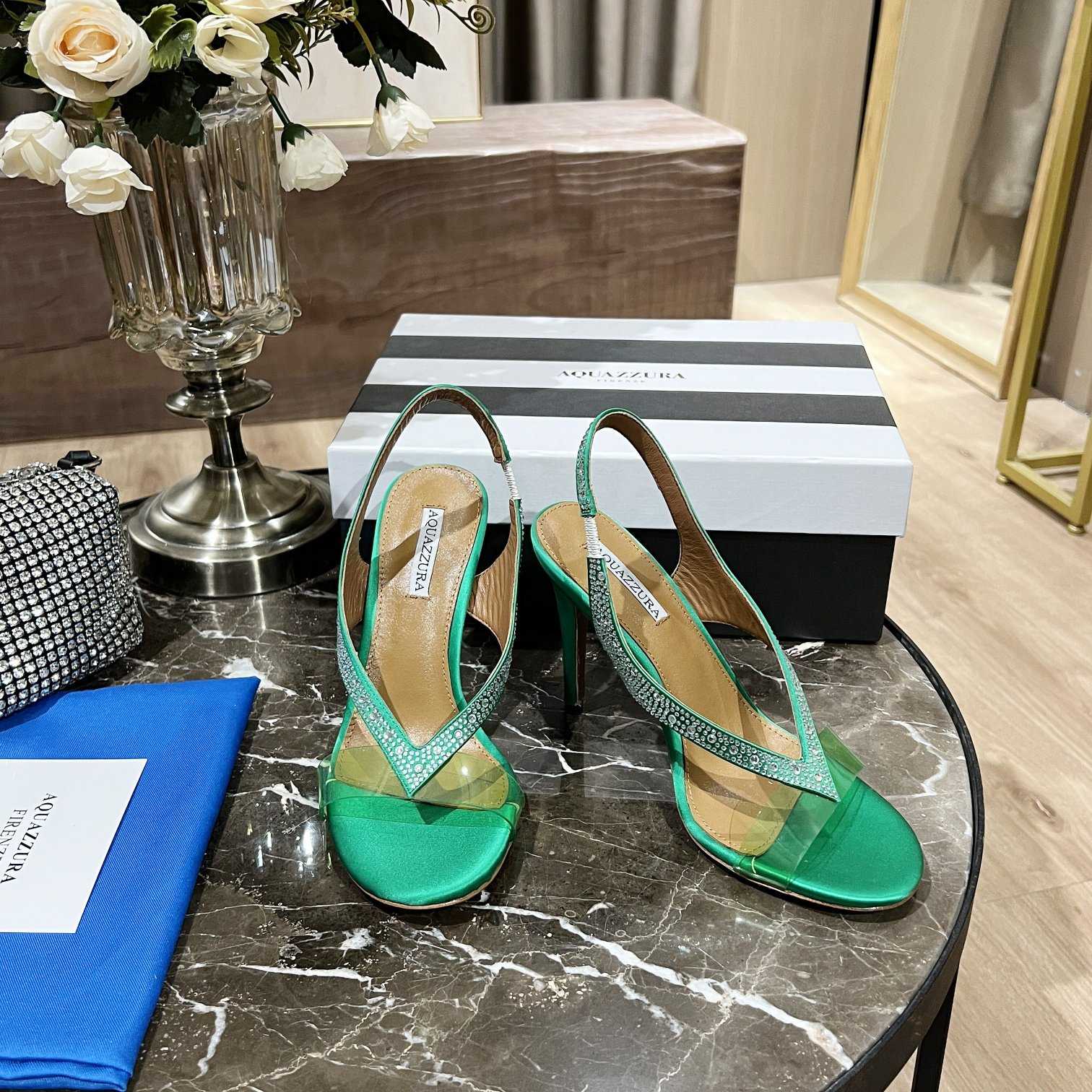 Aquazzura Izzy Plexi Sandal 105 - FashionPlug