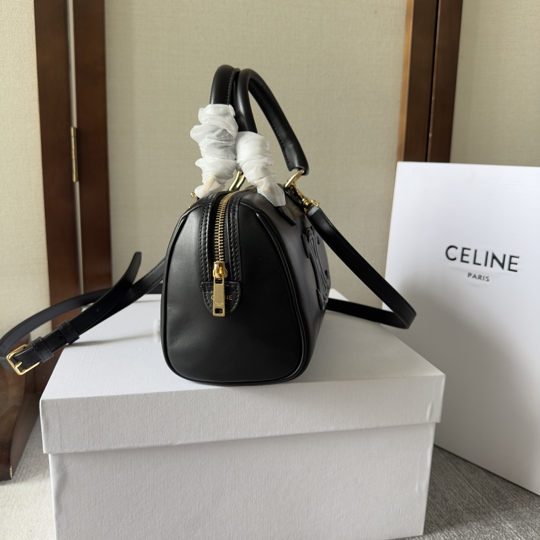 Celine Small Boston Cuir Triomphe In Smooth Calfskin Black - FashionPlug