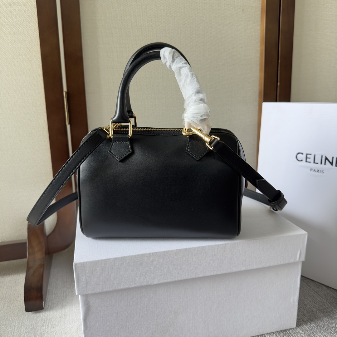 Celine Small Boston Cuir Triomphe In Smooth Calfskin Black - FashionPlug