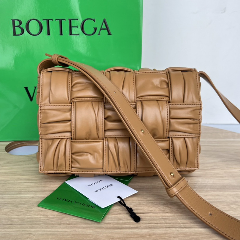 Bottega Veneta Cassette Foulard Intreccio Leather Cross-Body Bag - FashionPlug
