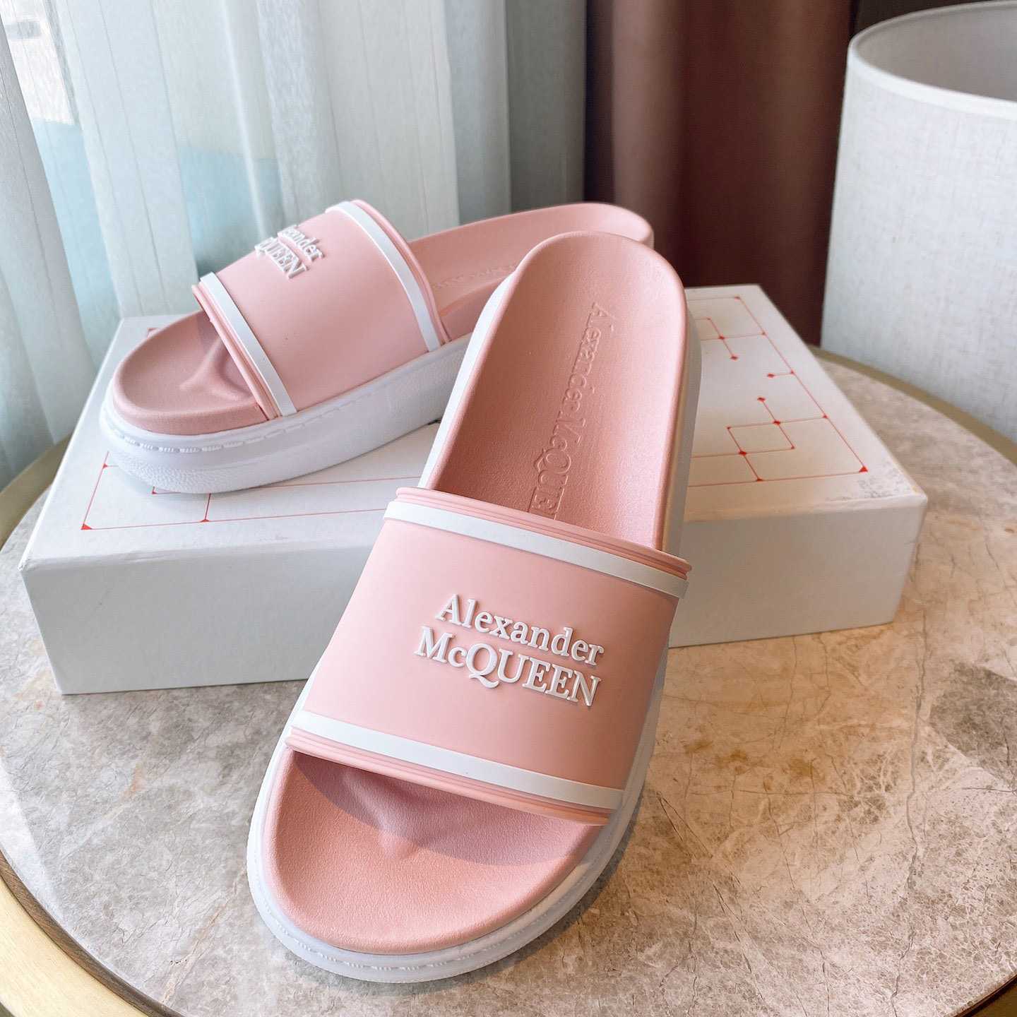 Alexander Mqueen Oversized Hybrid Signature Slide  - FashionPlug